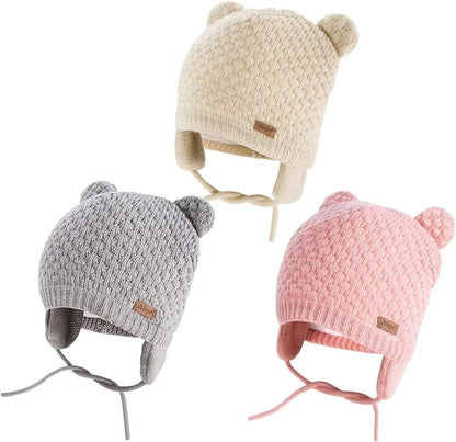 Winter Beanie Hat for Baby Kids Toddler Infant Newborn, Earflap Cute Warm Fleece Lind Knit Cap for Boys Girls